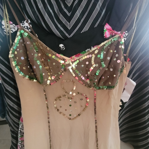 HEATHERETTE Dress Sequin Heart Mini Tinkerbell Runway Vintage Y2k Paris Hilton - Picture 14 of 14